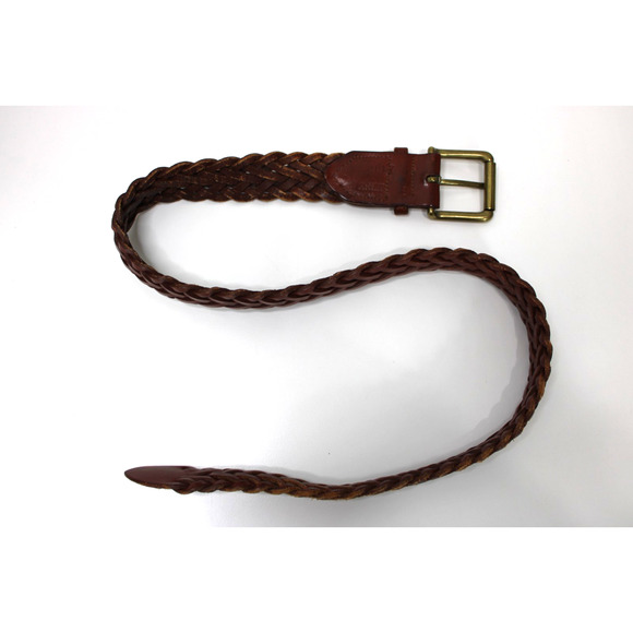 Vintage Zele Belt SM 28 Saddle Brown Thick Hand Braided Basketweave Leather - Picture 6 of 13